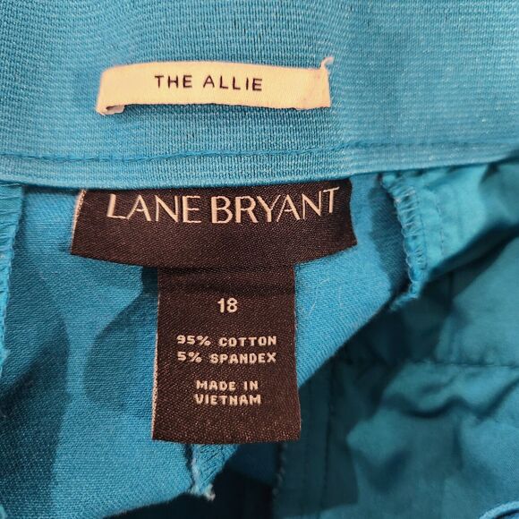 Lane Bryant Womens Teal Blue The Allie Wide Leg Cropped Pants Size 18 Beach Chic - Picture 9 of 14